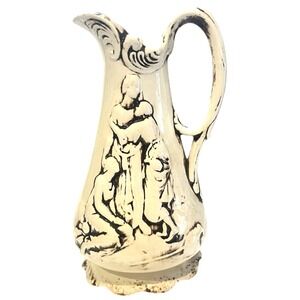 Victorian Signed Style Ewer Pitcher Vase Bible Characters Naomi Ruth and Orpah